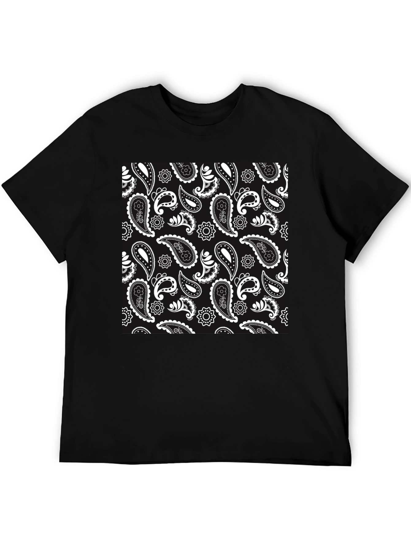 Paisley Pattern Black T-Shirt