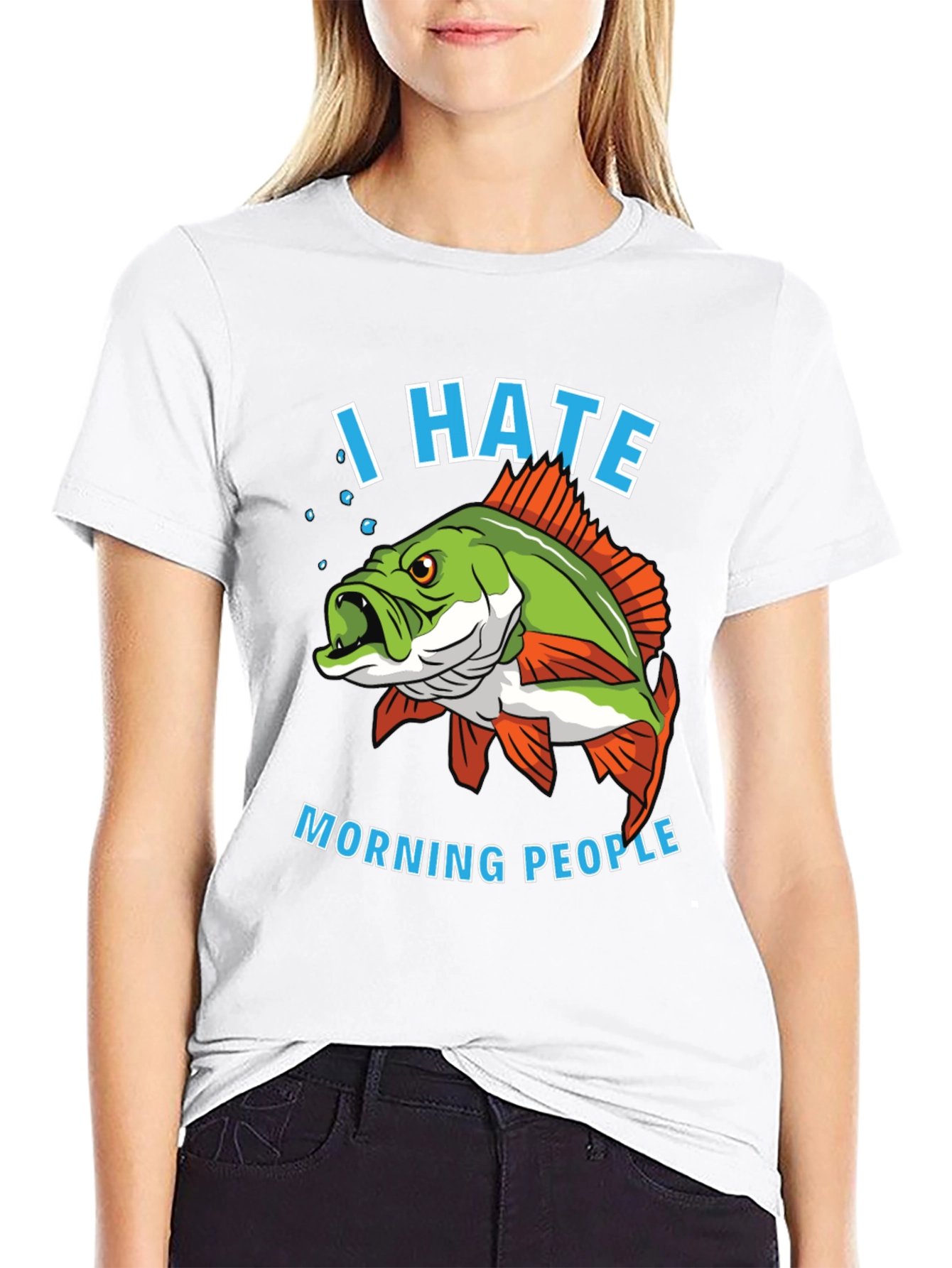 I Hate Morning People Fish Graphic T-Shirt