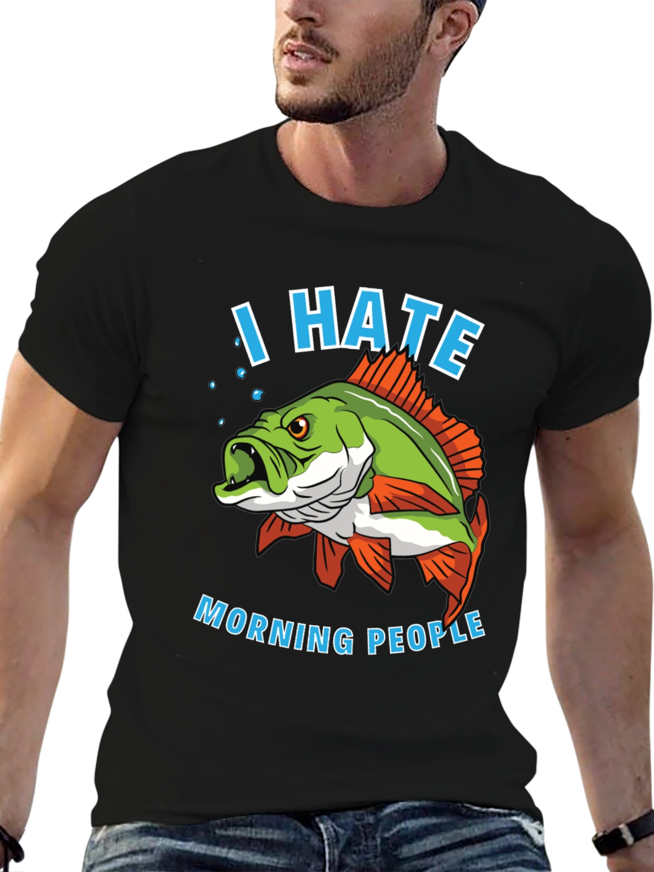 I Hate Morning People Fish Graphic T-Shirt