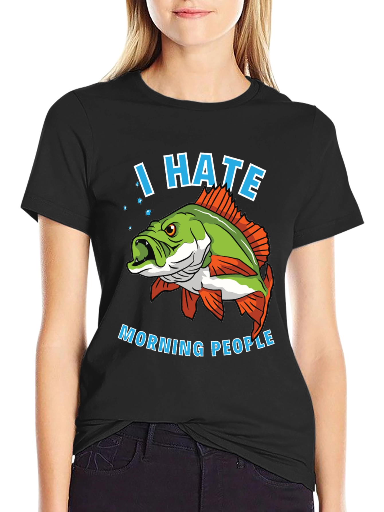 I Hate Morning People Fish Graphic T-Shirt