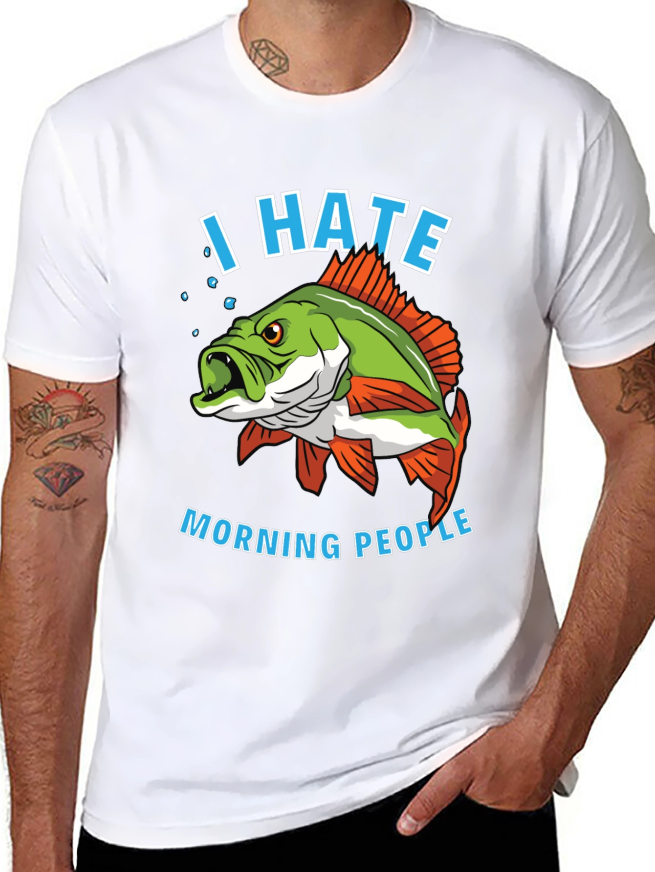 I Hate Morning People Fish Graphic T-Shirt