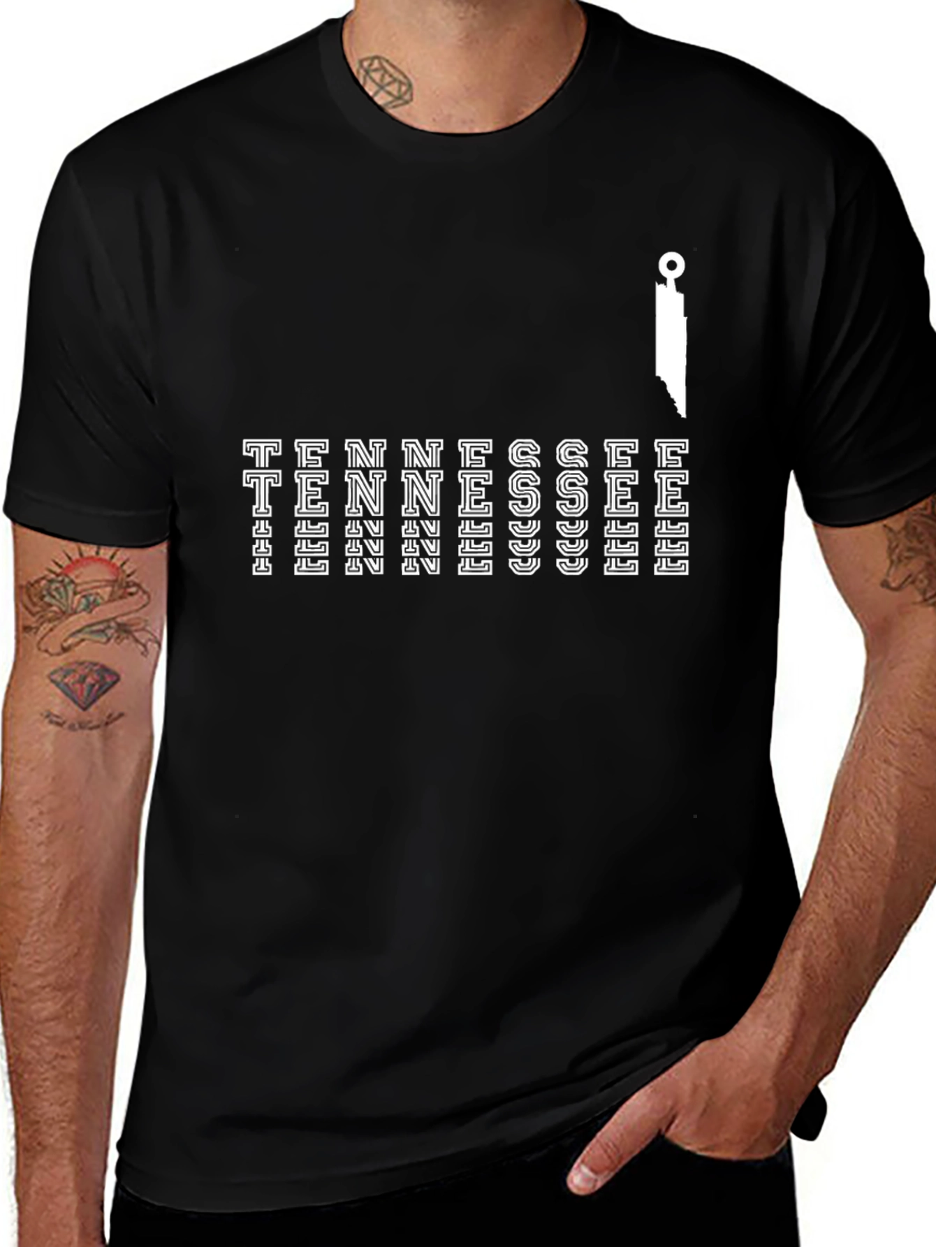 Tennessee Graphic Print Mens Black T-Shirt