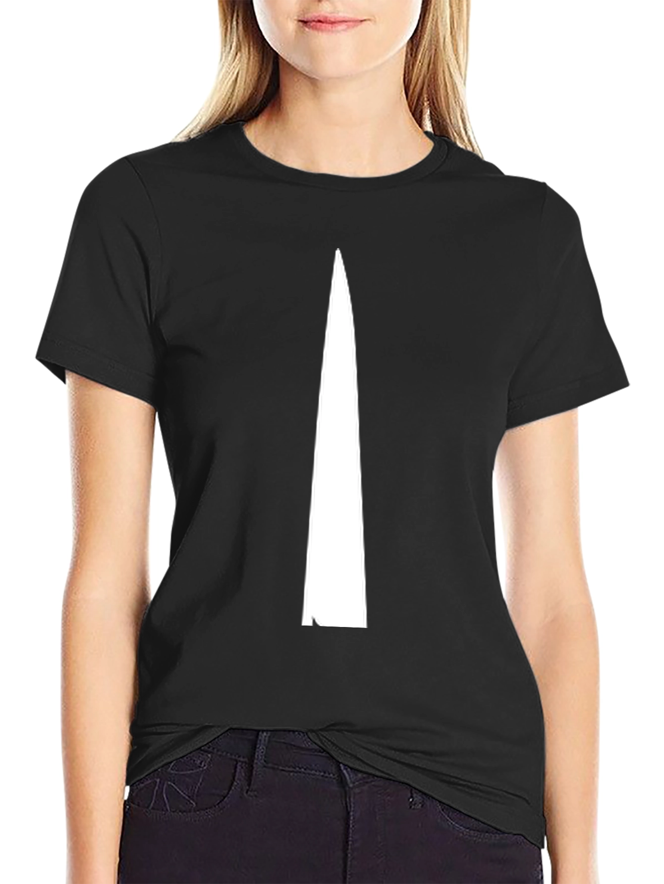 Minimalist White Arrow Graphic Black T-Shirt