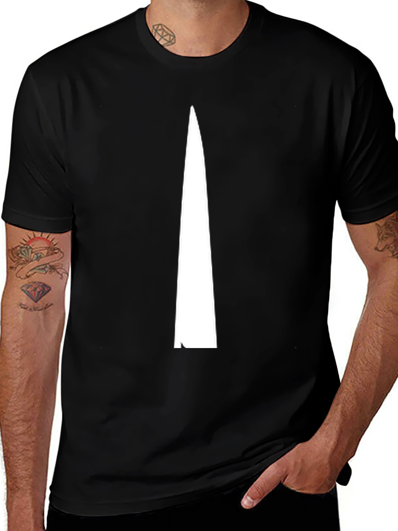 Minimalist White Arrow Graphic Black T-Shirt