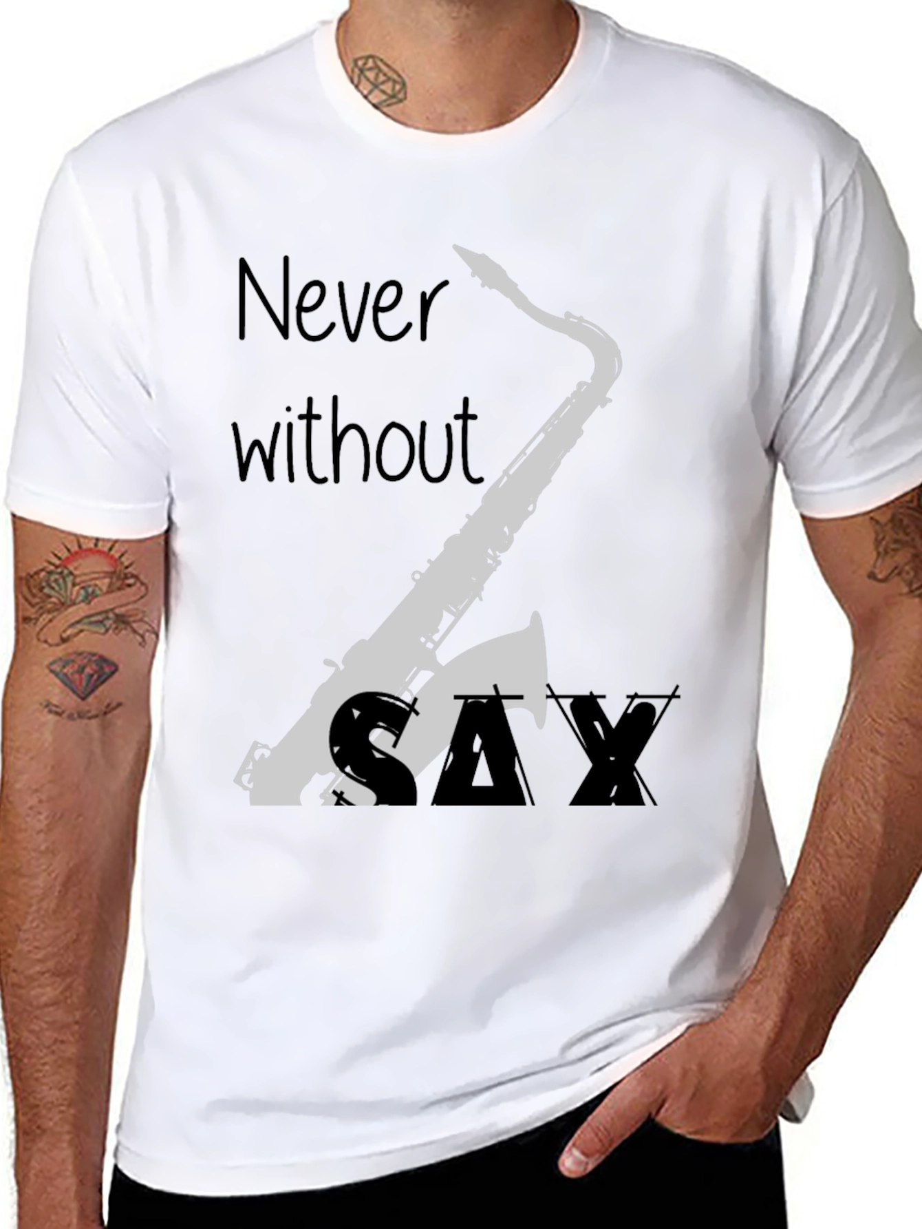 Saxophone Graphic Tee - Never Without Sax