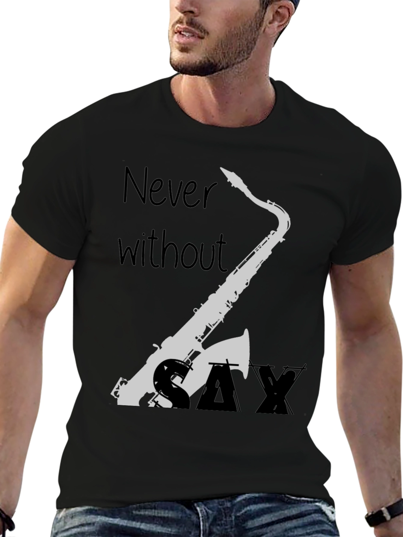 Saxophone Graphic Tee - Never Without Sax