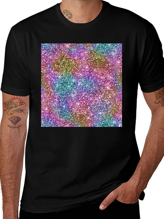 Mens Black T-Shirt with Glitter Pattern