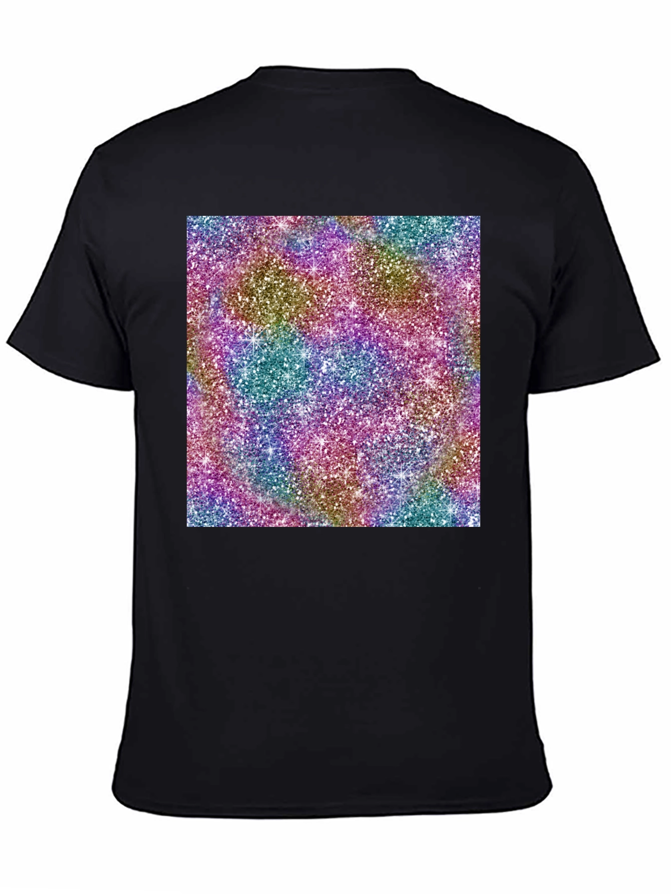 Mens Black T-Shirt with Glitter Pattern