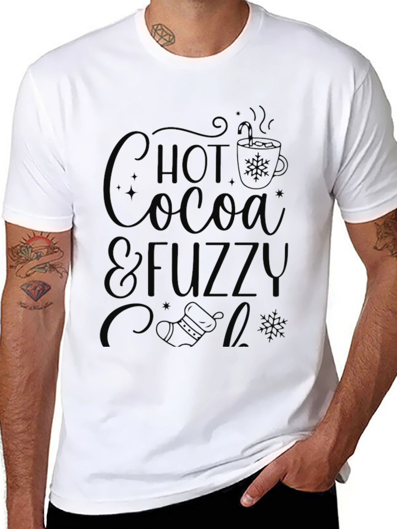 Hot Cocoa & Fuzzy Socks Black T-Shirt