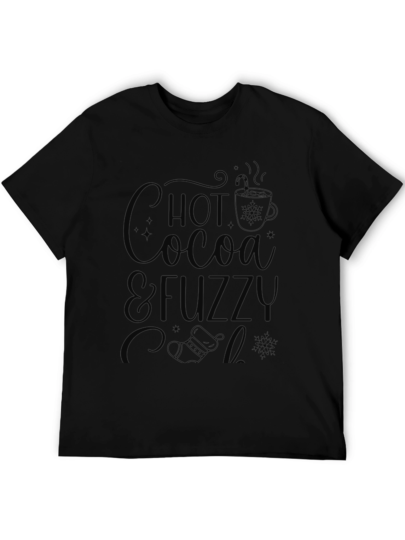 Hot Cocoa & Fuzzy Socks Black T-Shirt