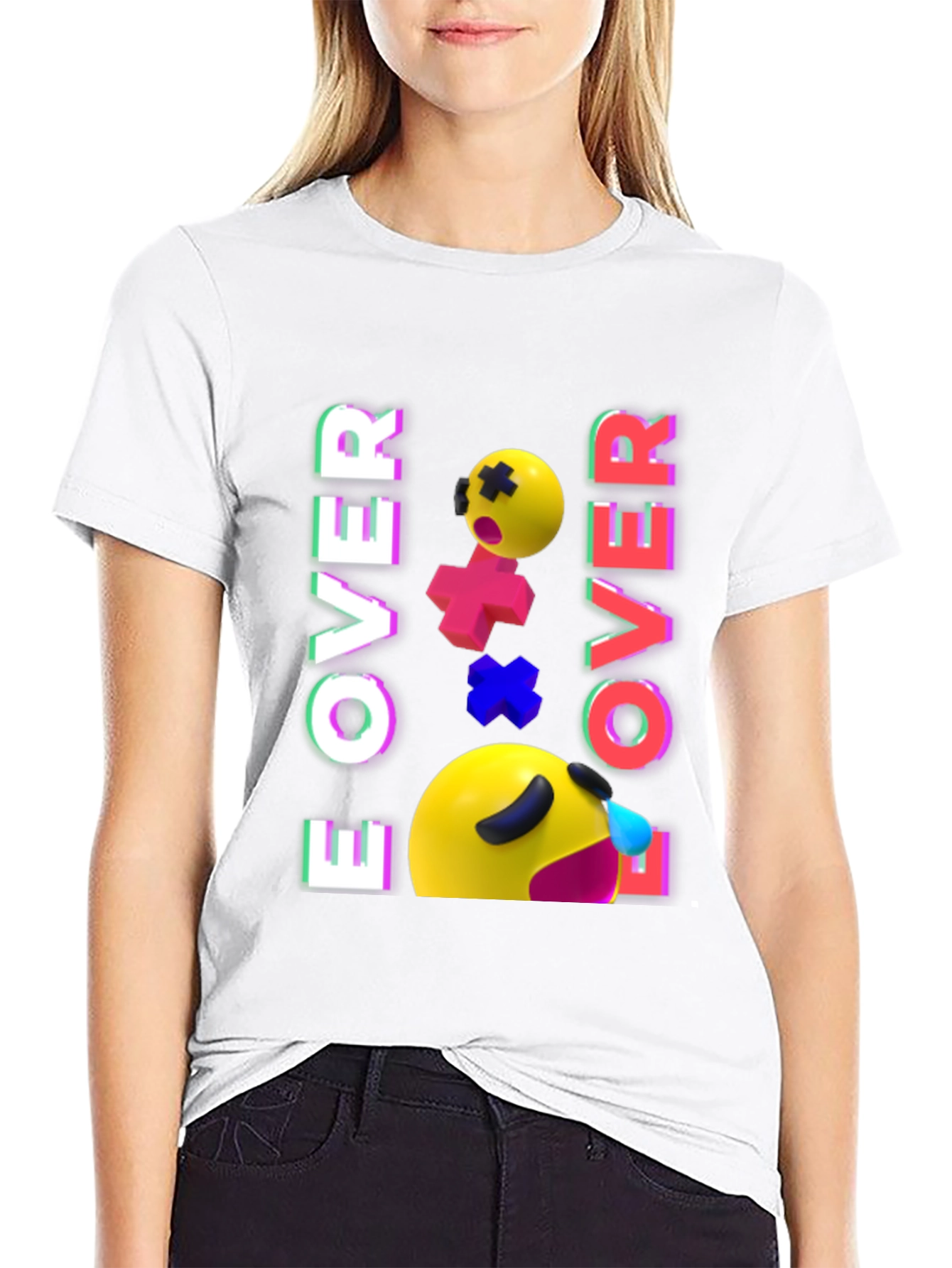 Game Over Emoji Black T-Shirt