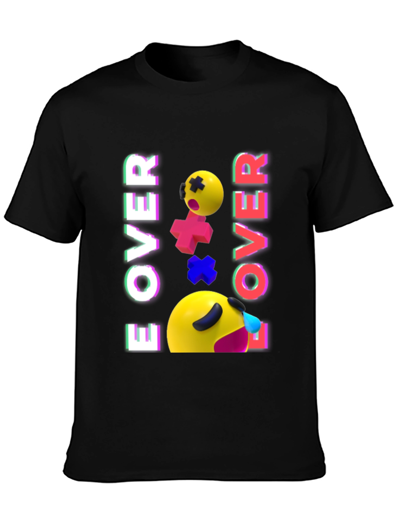 Game Over Emoji Black T-Shirt