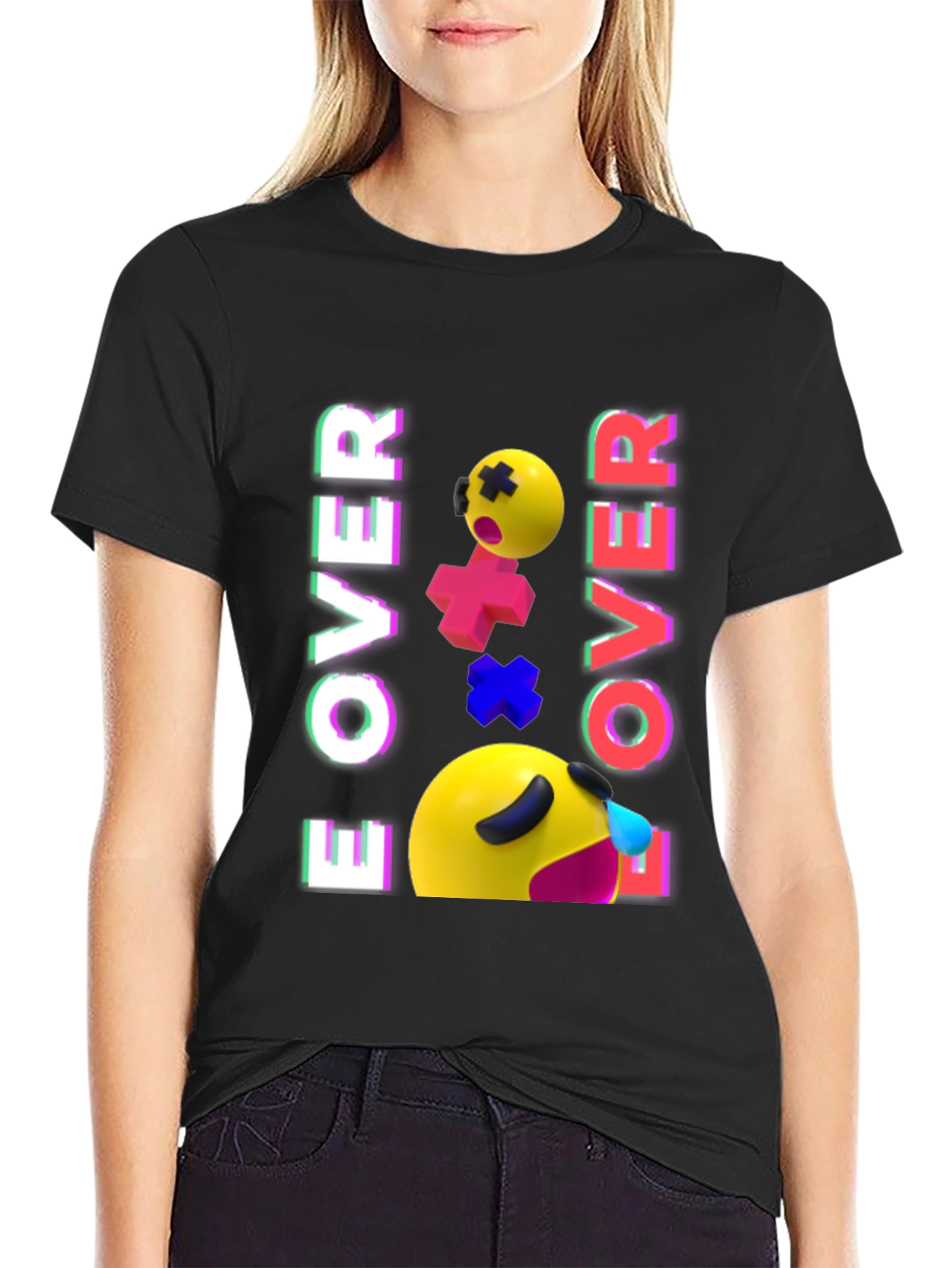 Game Over Emoji Black T-Shirt