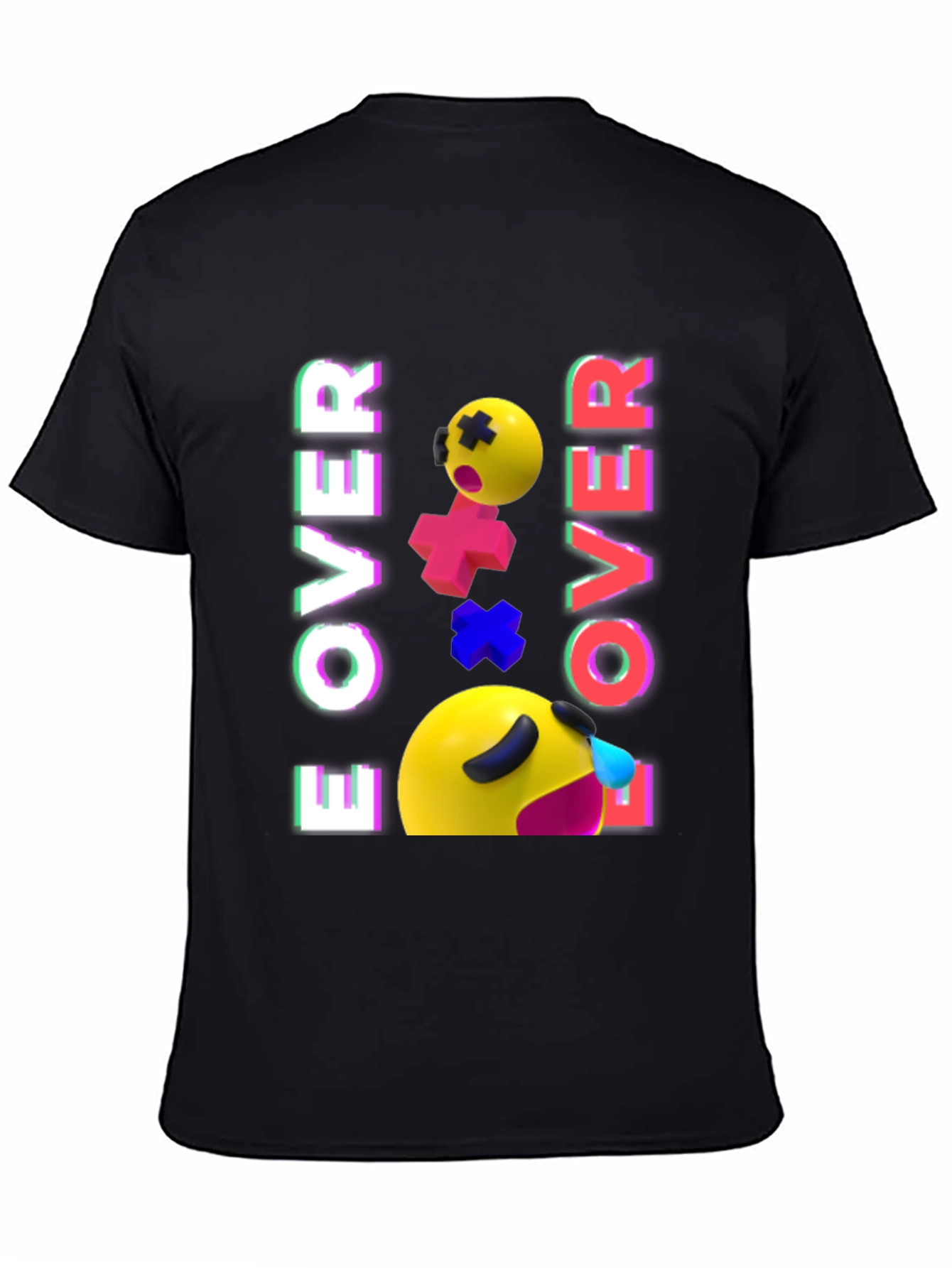Game Over Emoji Black T-Shirt