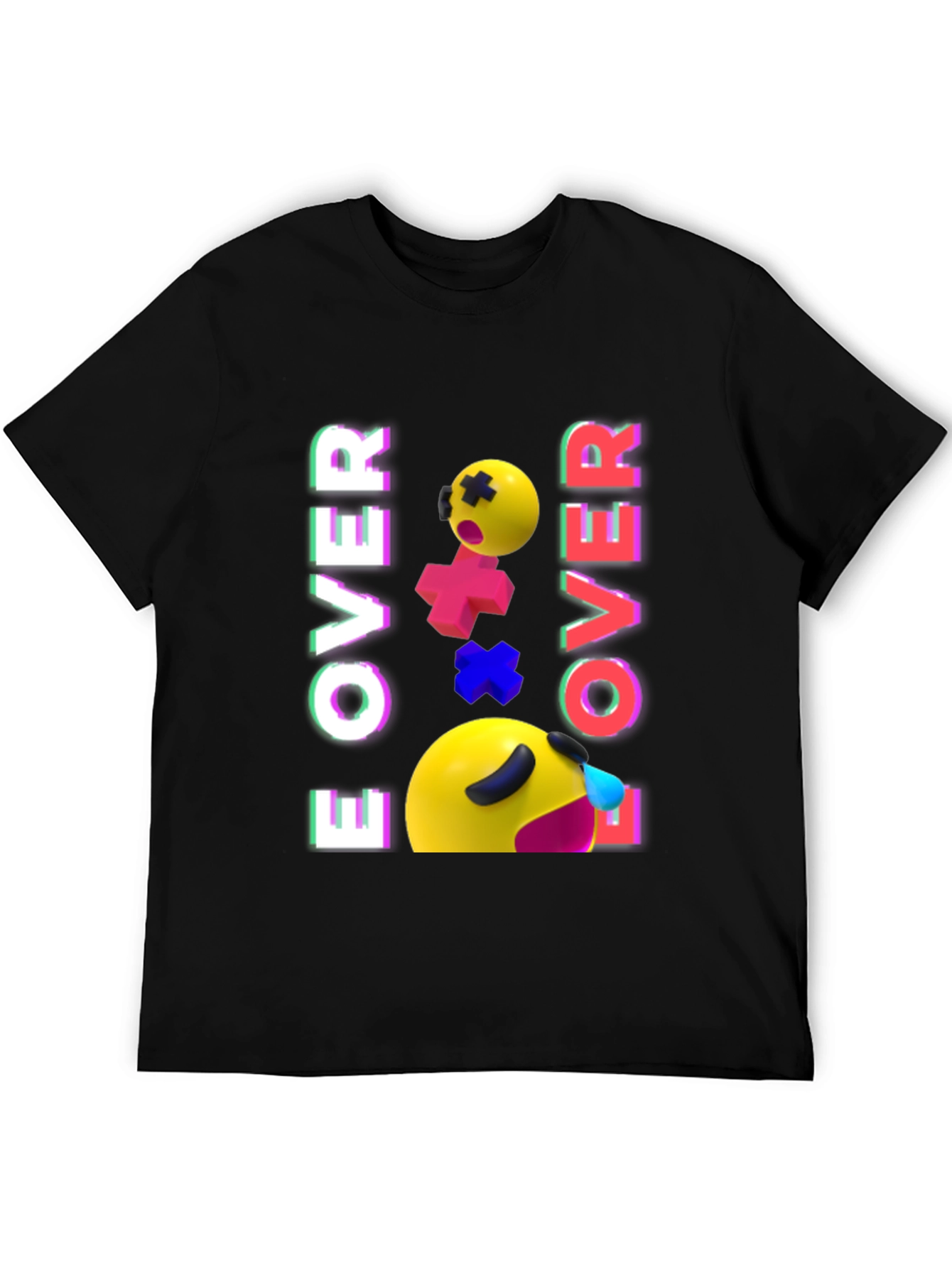 Game Over Emoji Black T-Shirt
