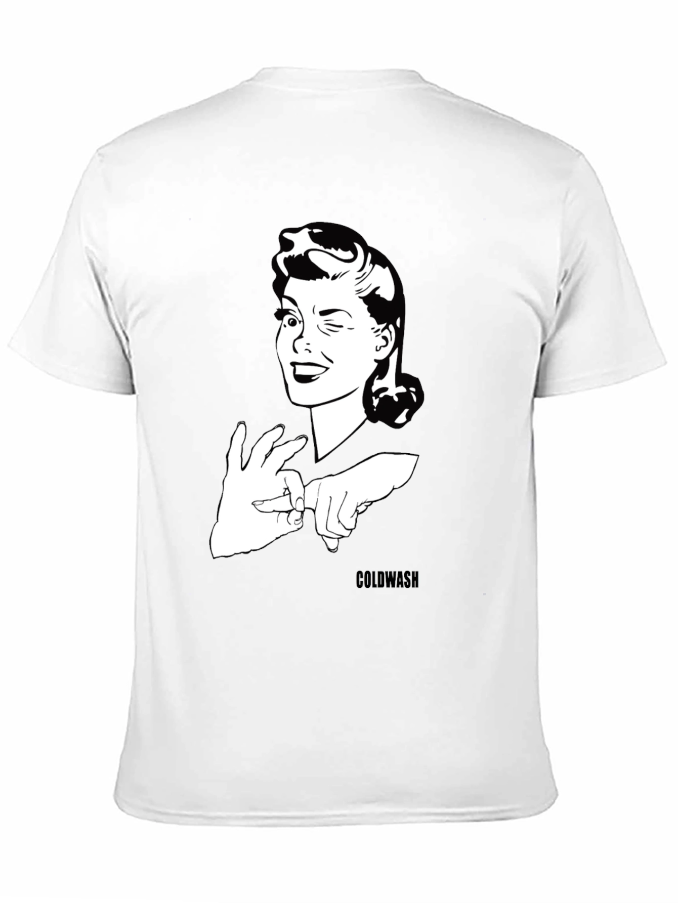 Winking Woman Graphic Tee - Black Cotton T-Shirt