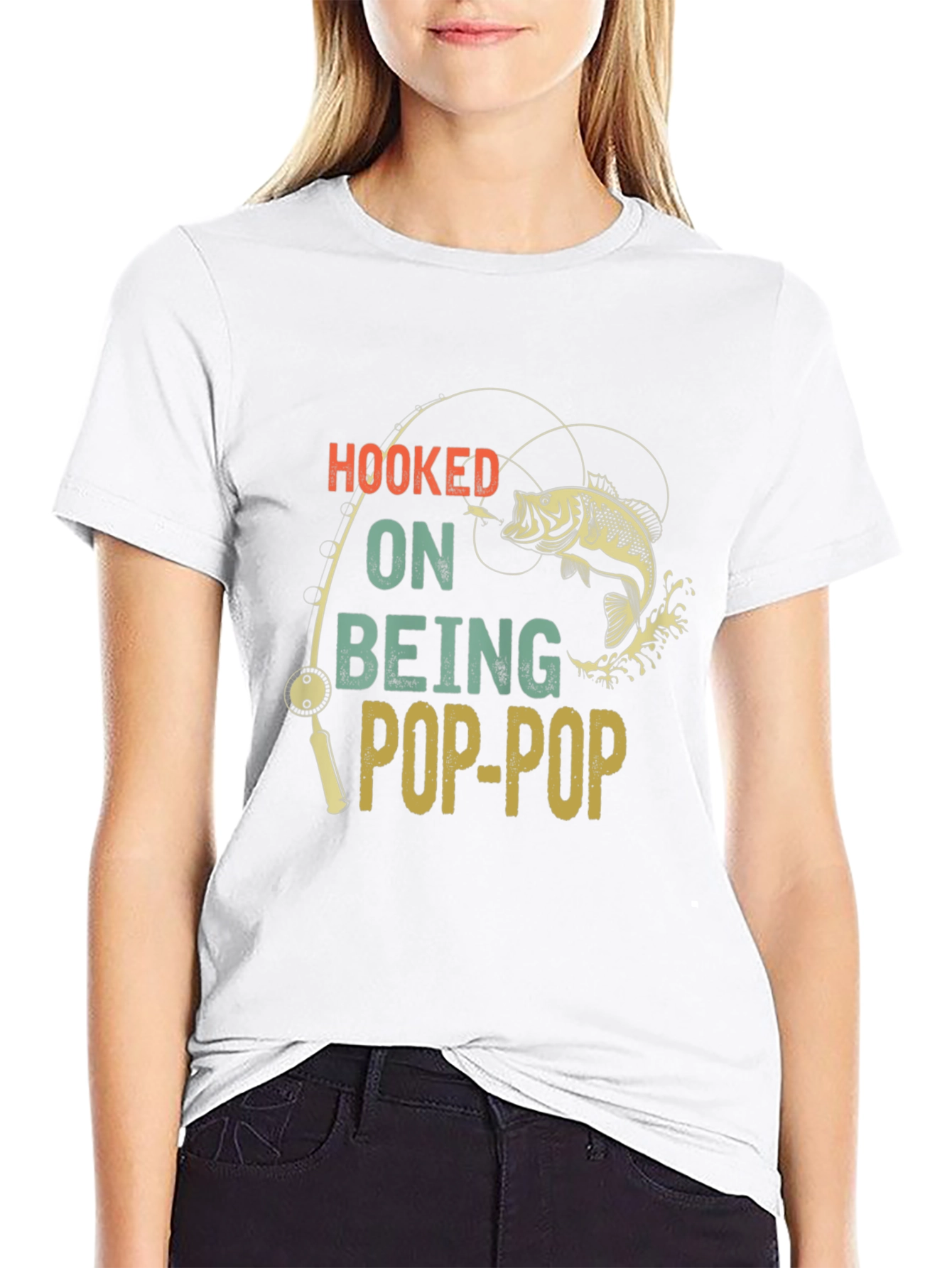 Hooked on Being Pop-Pop Black T-Shirt