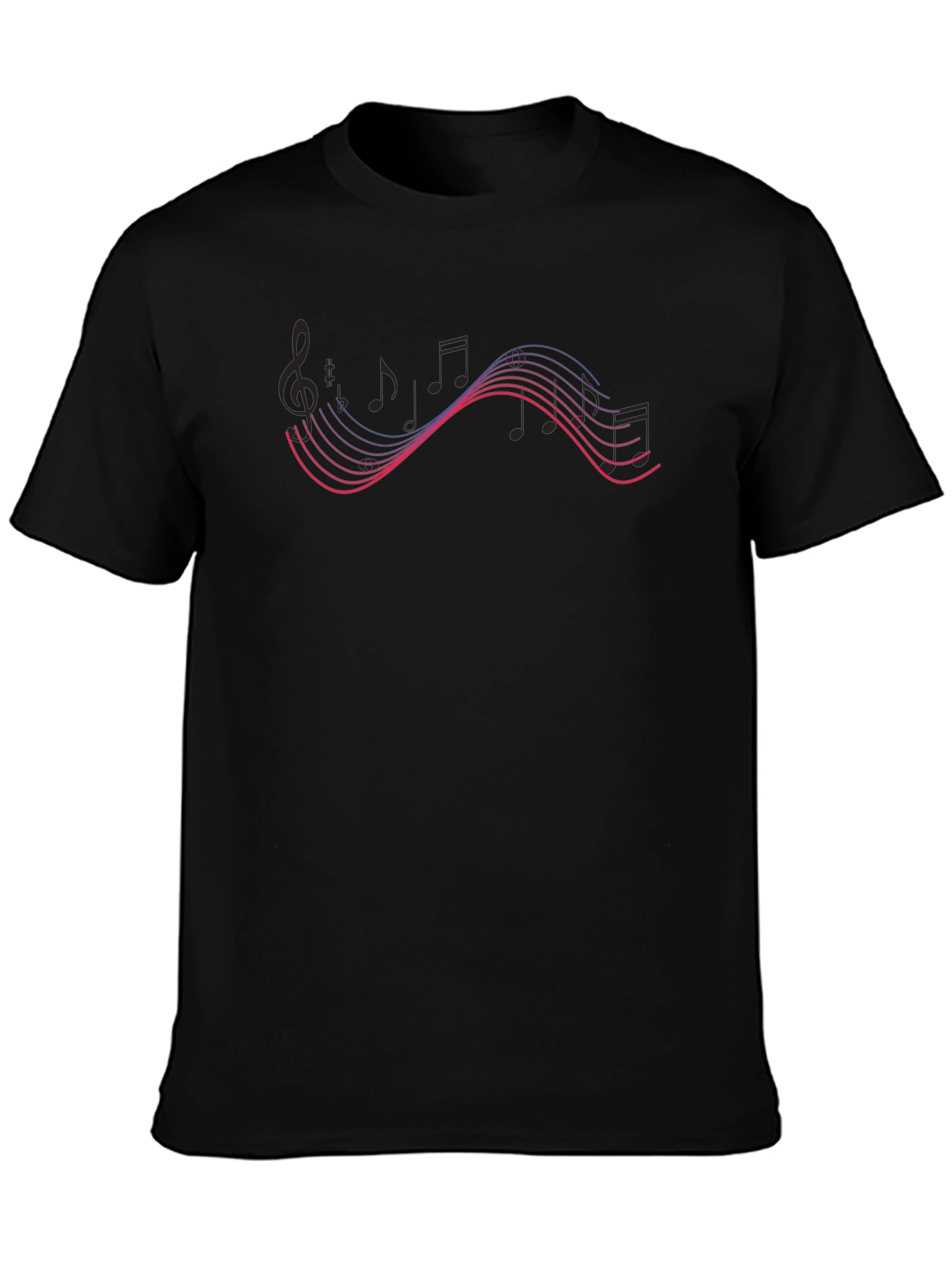 Music Wave Graphic Tee - Black Cotton Comfort