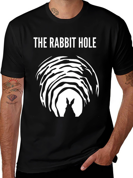 The Rabbit Hole Graphic Tee - Classic Black Cotton Shirt