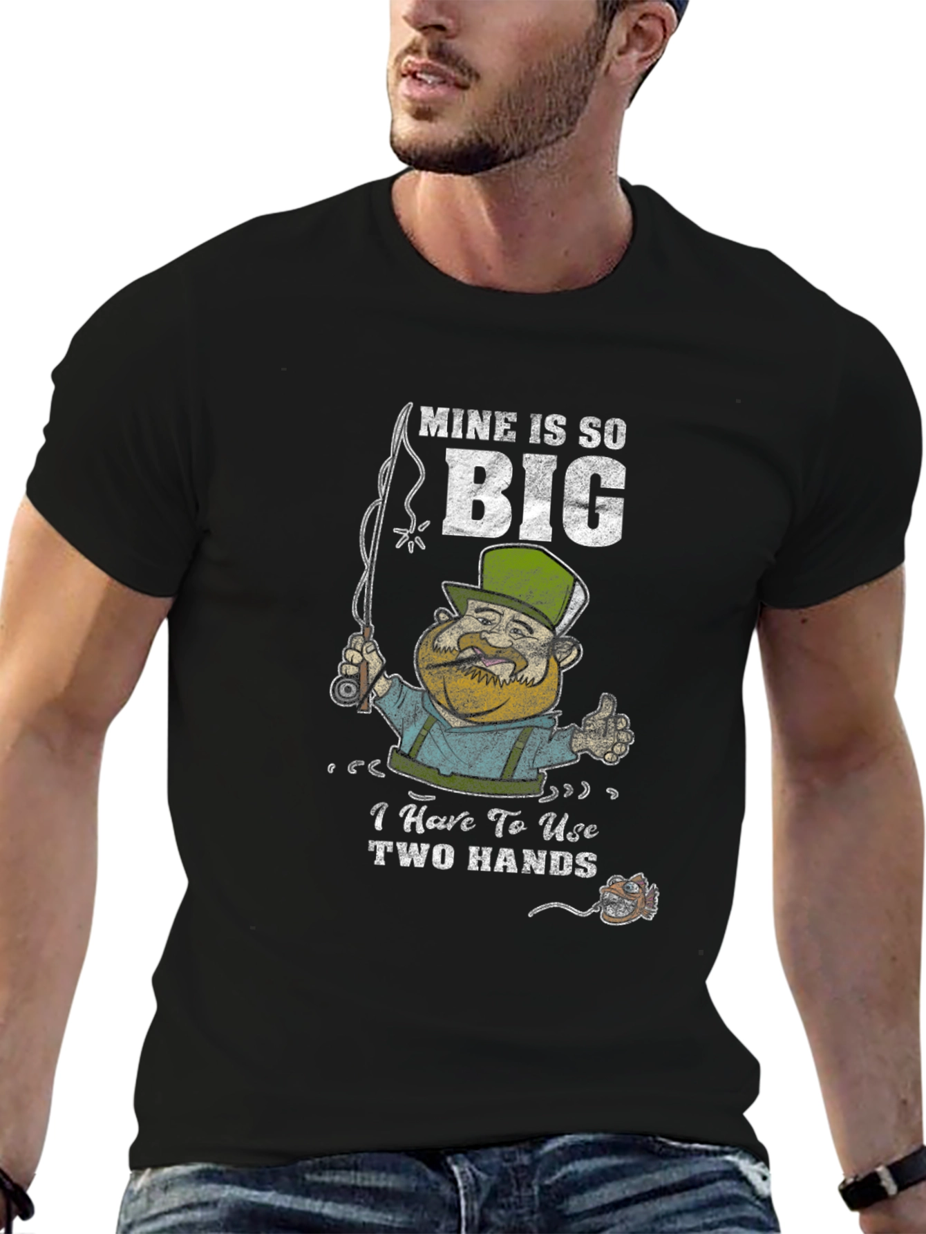 Mine Is So Big Fisherman Graphic T-Shirt