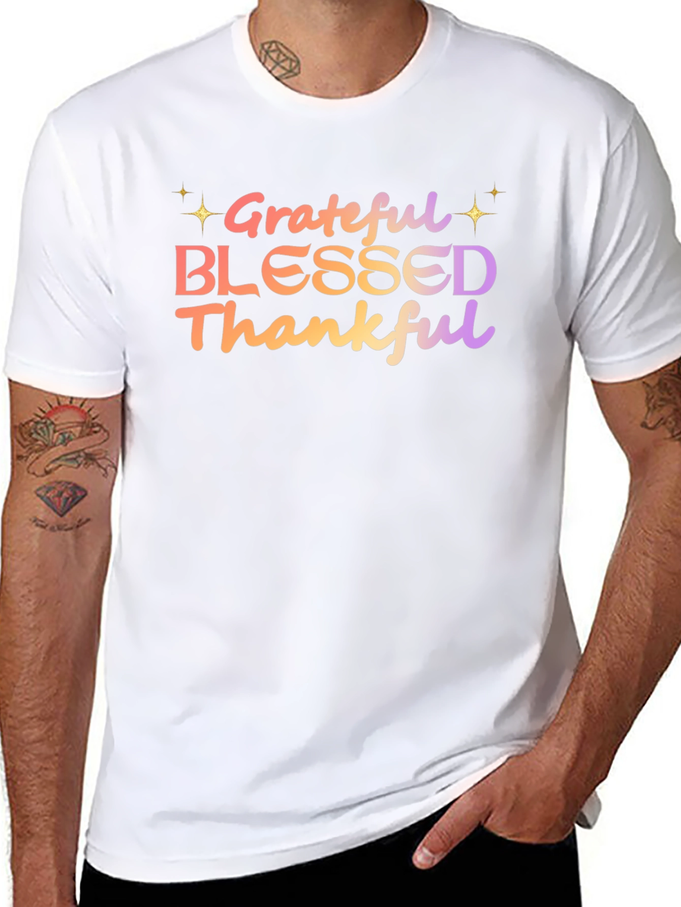 Grateful Blessed Thankful Graphic Tee