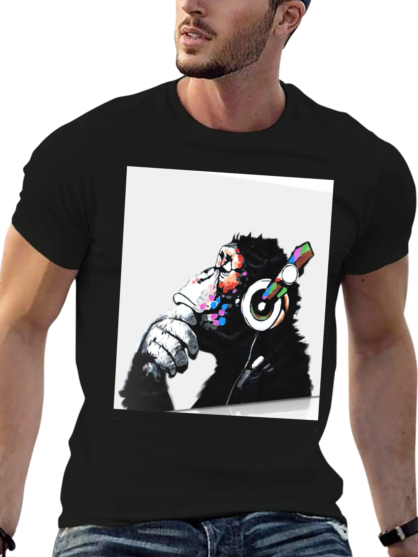 Cool Ape DJ Graphic Tee - Black Cotton T-Shirt