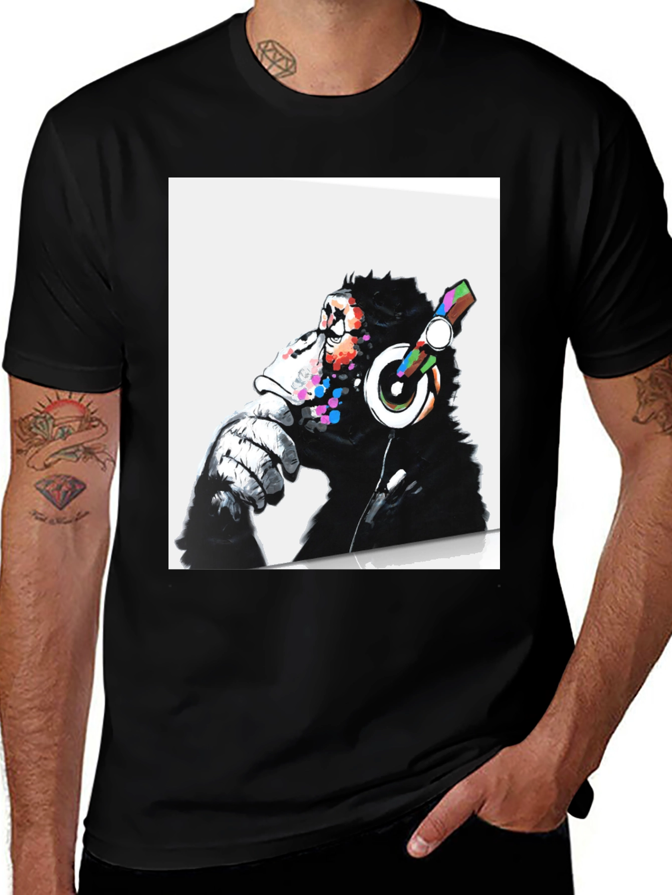 Cool Ape DJ Graphic Tee - Black Cotton T-Shirt
