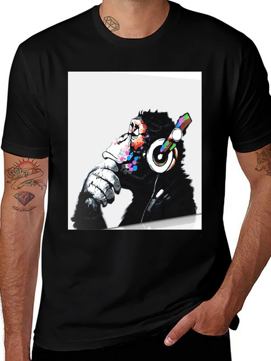 Cool Ape DJ Graphic Tee - Black Cotton T-Shirt