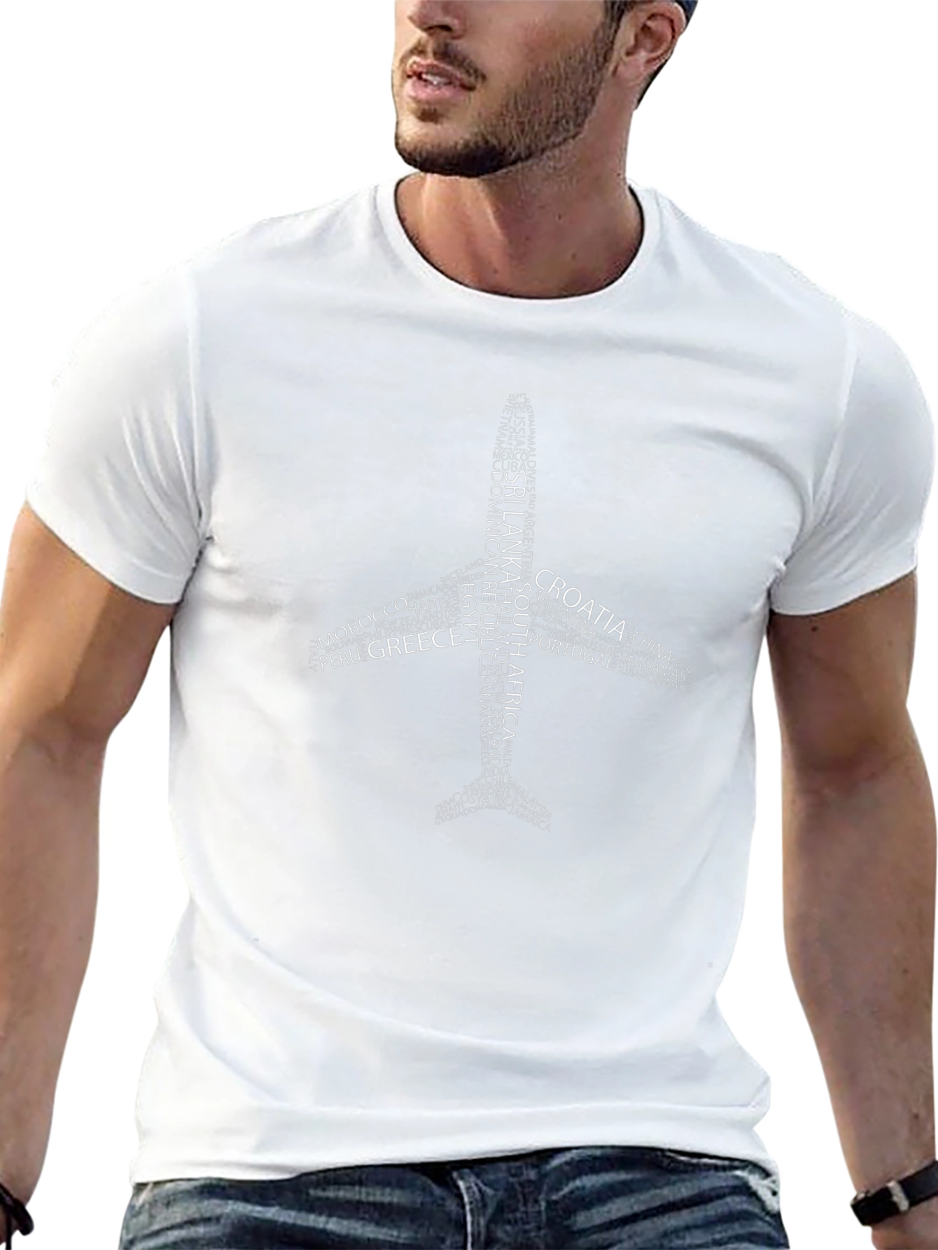 Airplane Countries Graphic Tee - Black