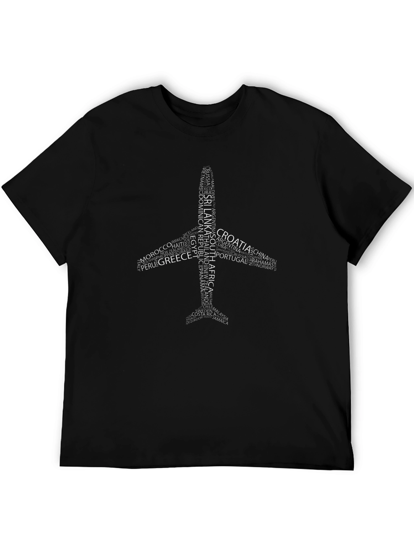 Airplane Countries Graphic Tee - Black