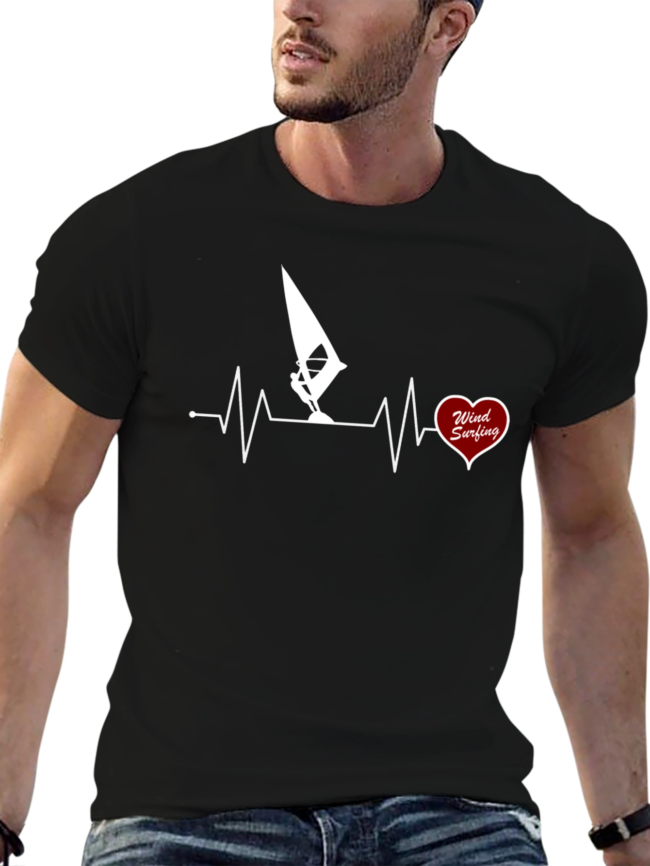 Windsurfing Heartbeat T-Shirt - Passion on Display