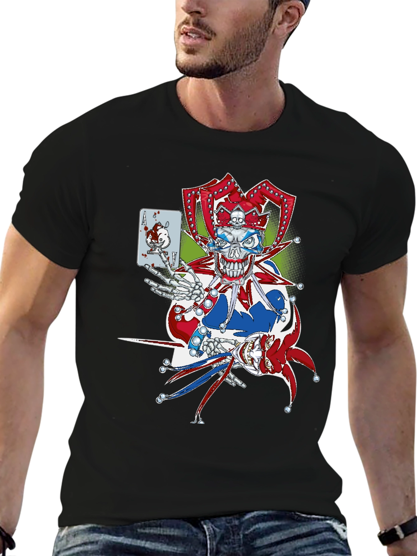 Jester Skull Graphic Tee - Mens Black T-Shirt