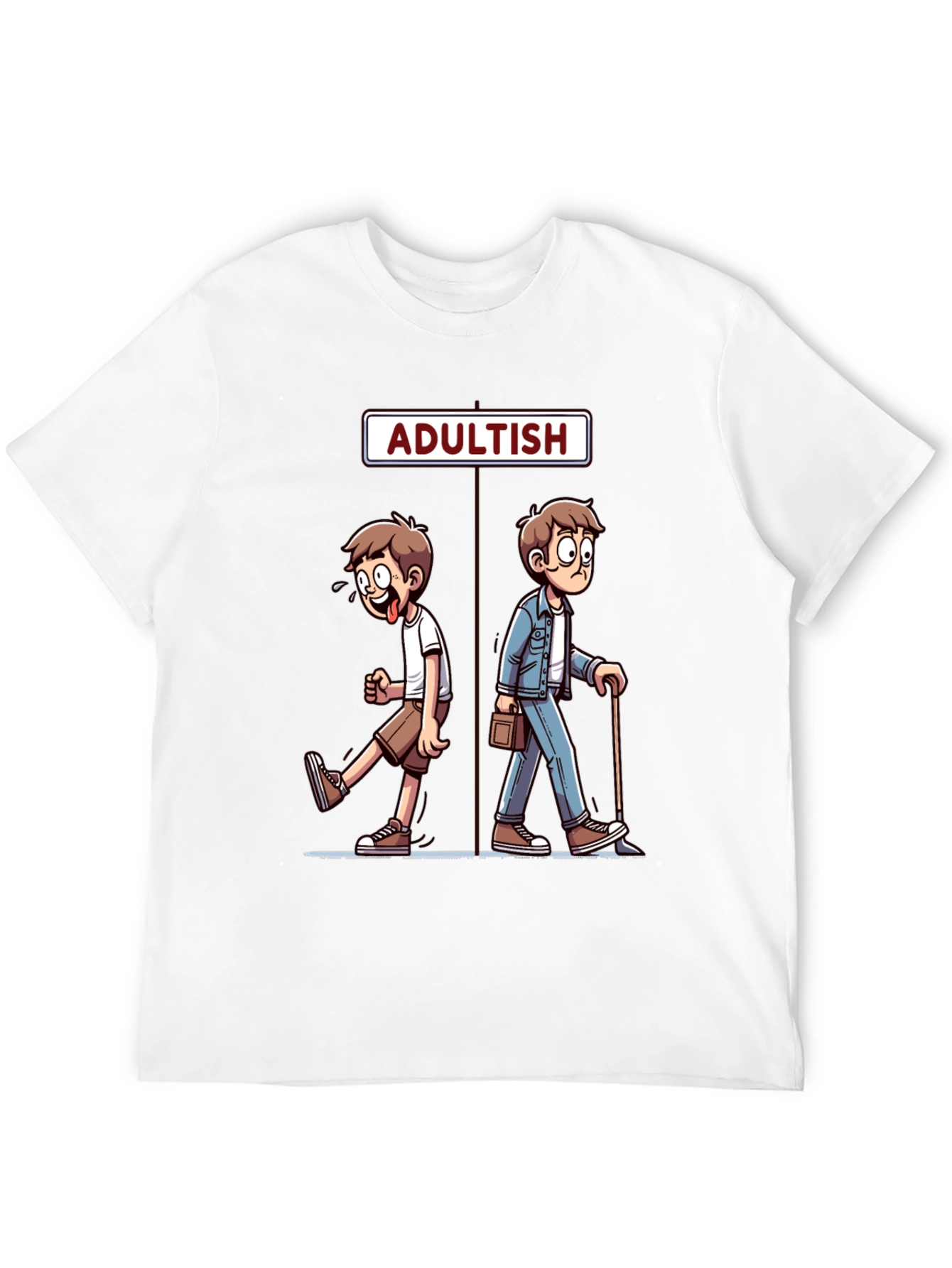 Adultish Cartoon Graphic T-Shirt