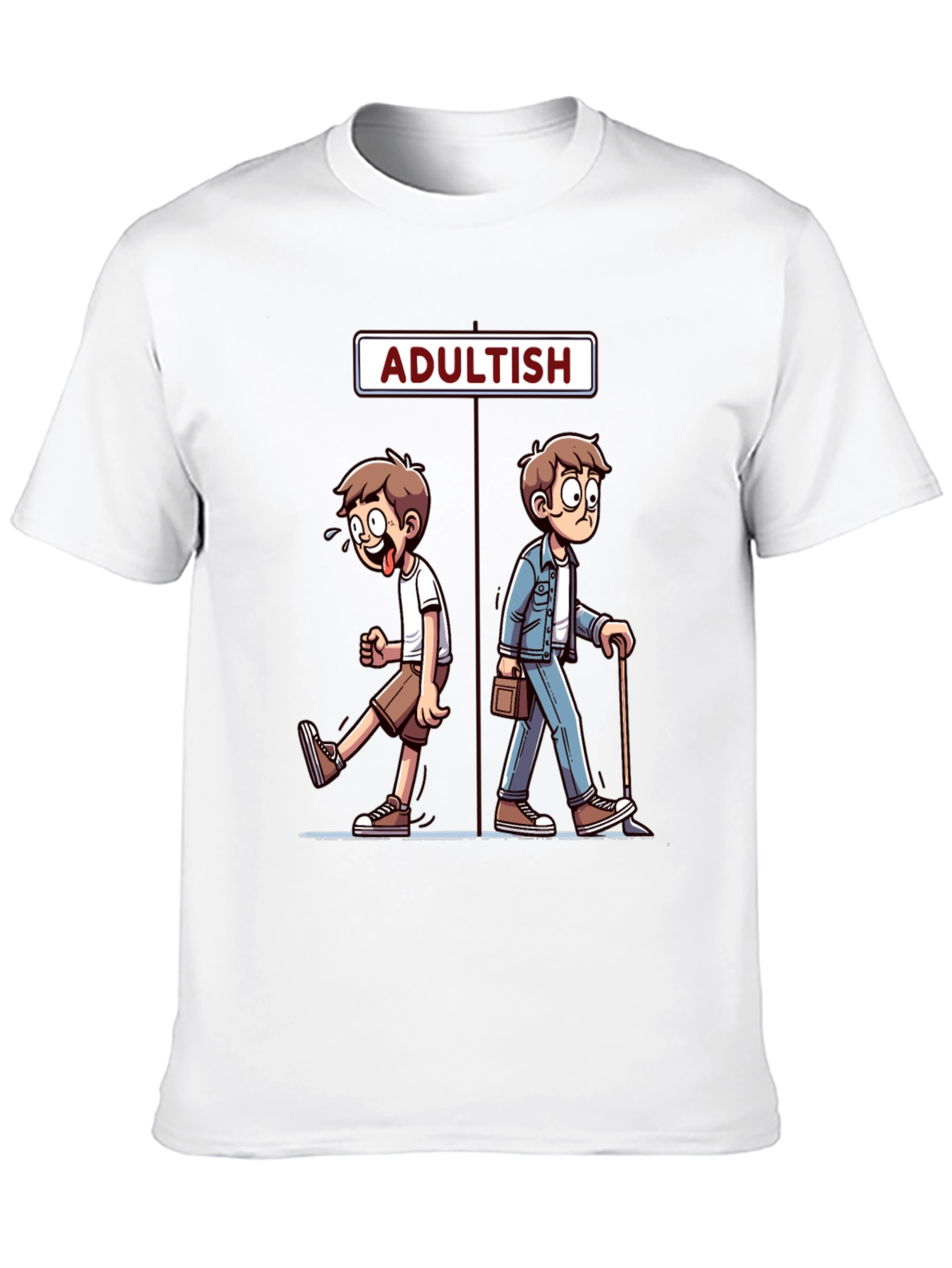 Adultish Cartoon Graphic T-Shirt
