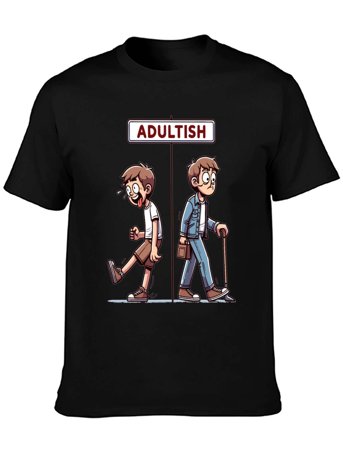 Adultish Cartoon Graphic T-Shirt