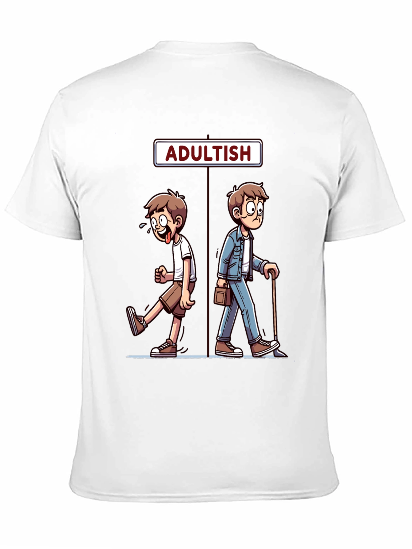 Adultish Cartoon Graphic T-Shirt