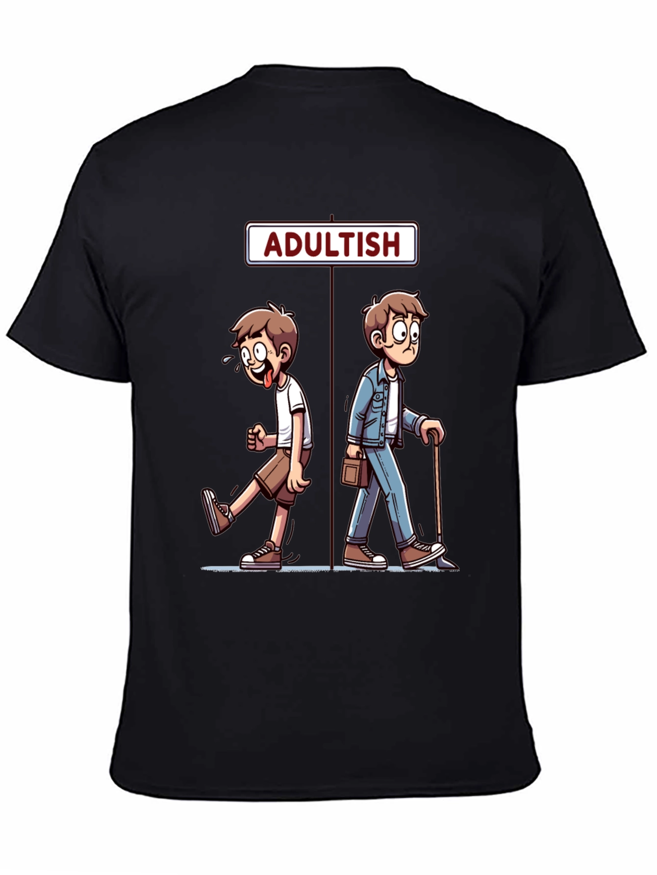 Adultish Cartoon Graphic T-Shirt