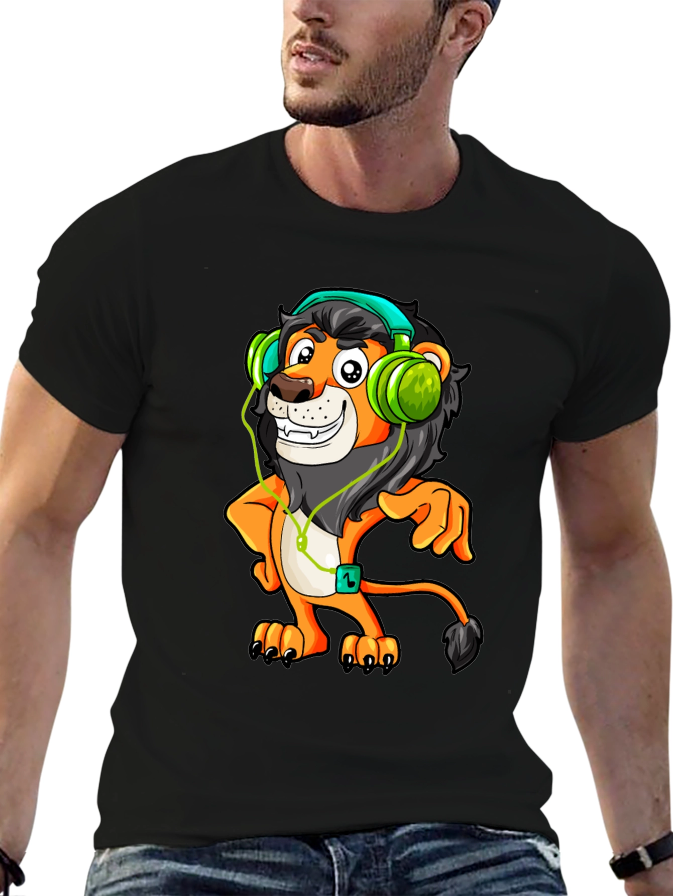 Lion Headphone T-Shirt - Fun Graphic Tee