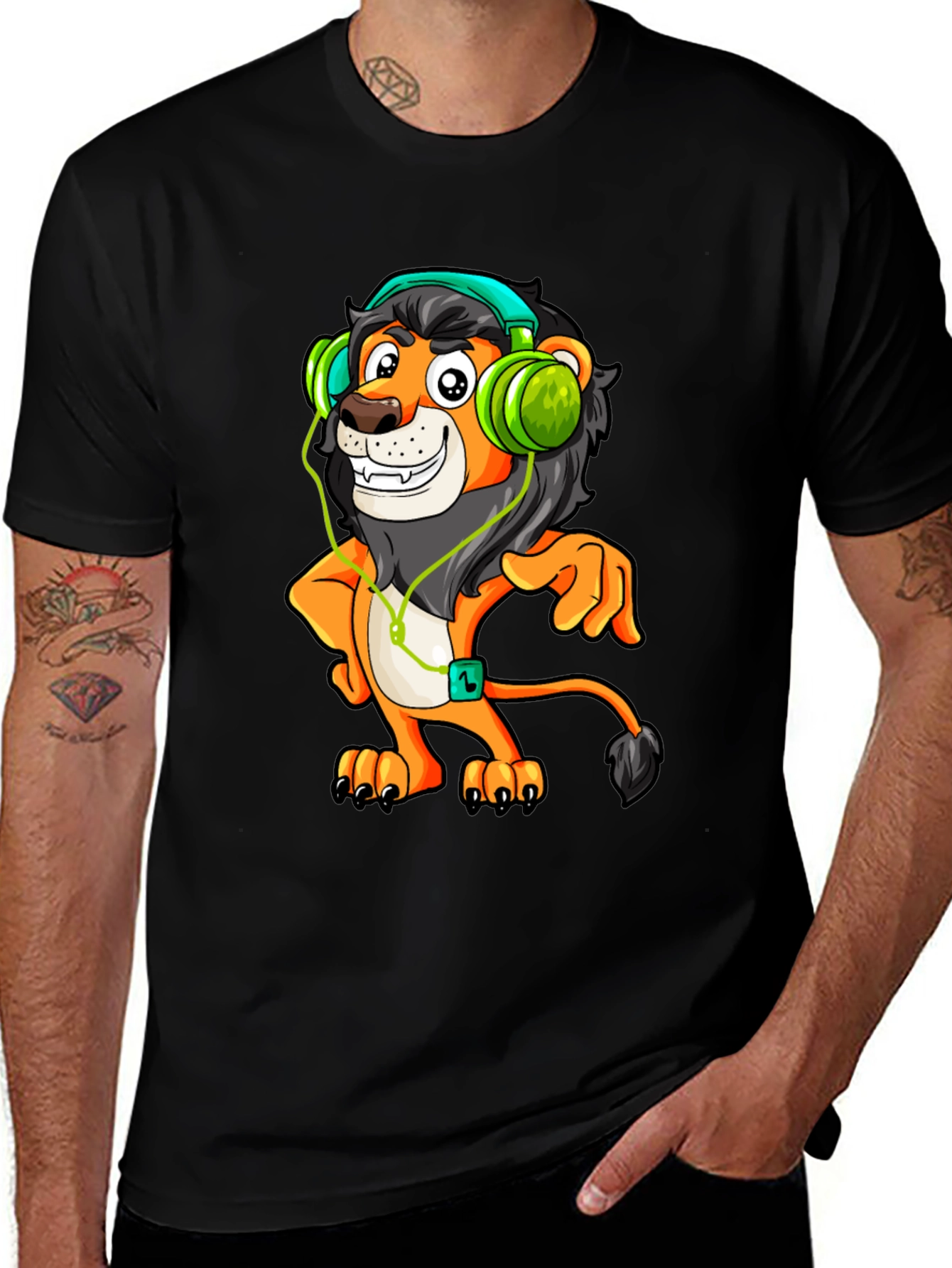 Lion Headphone T-Shirt - Fun Graphic Tee