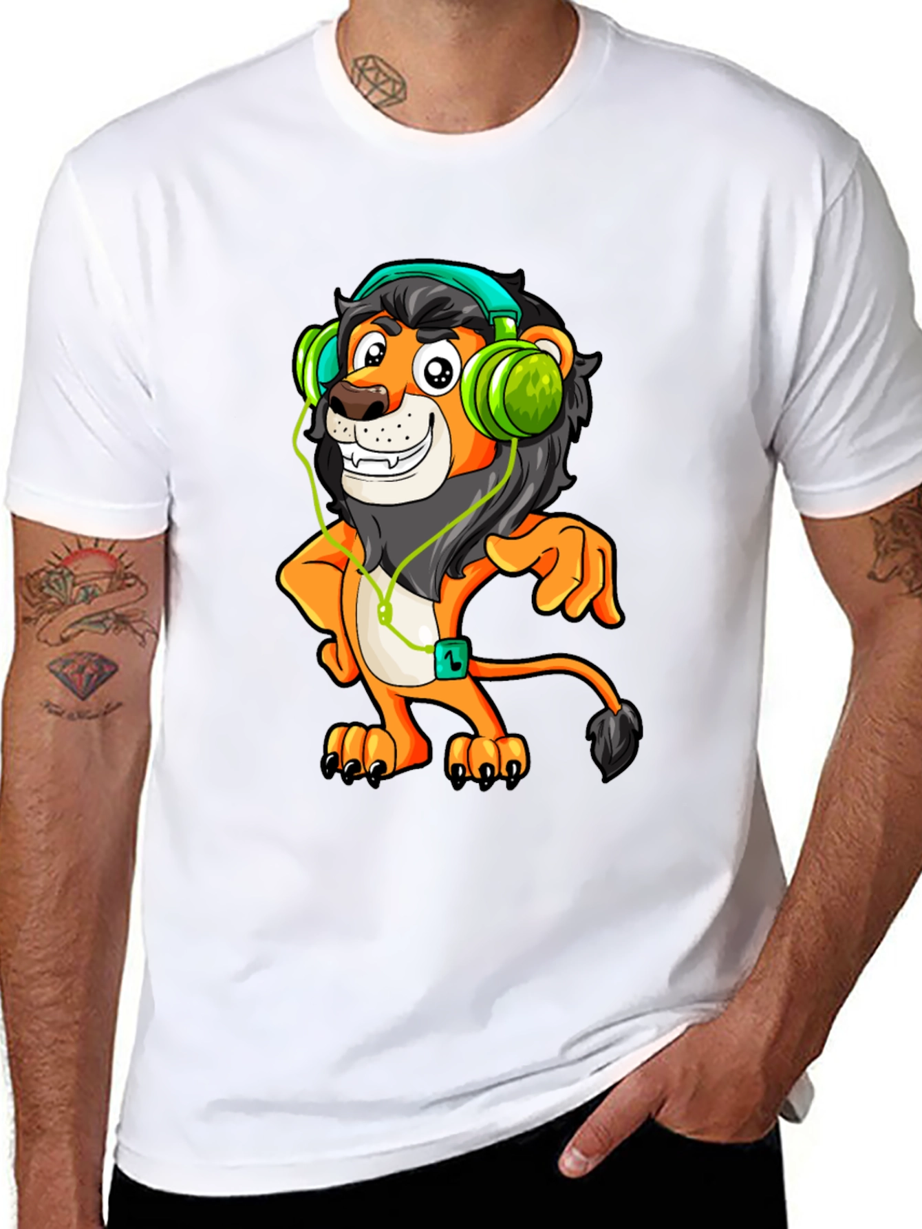 Lion Headphone T-Shirt - Fun Graphic Tee