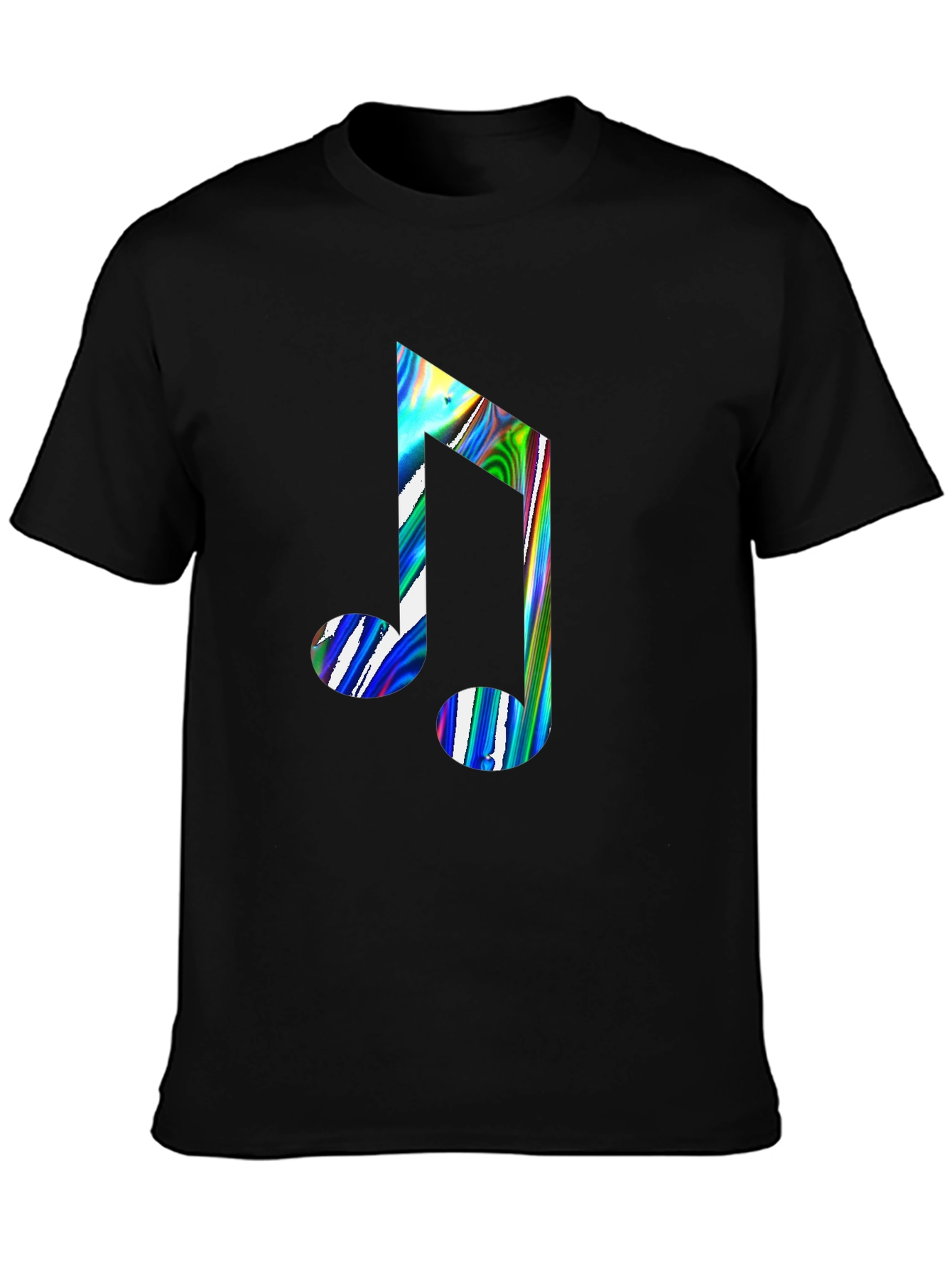 Music Note Graphic Print Black Crew Neck T-Shirt
