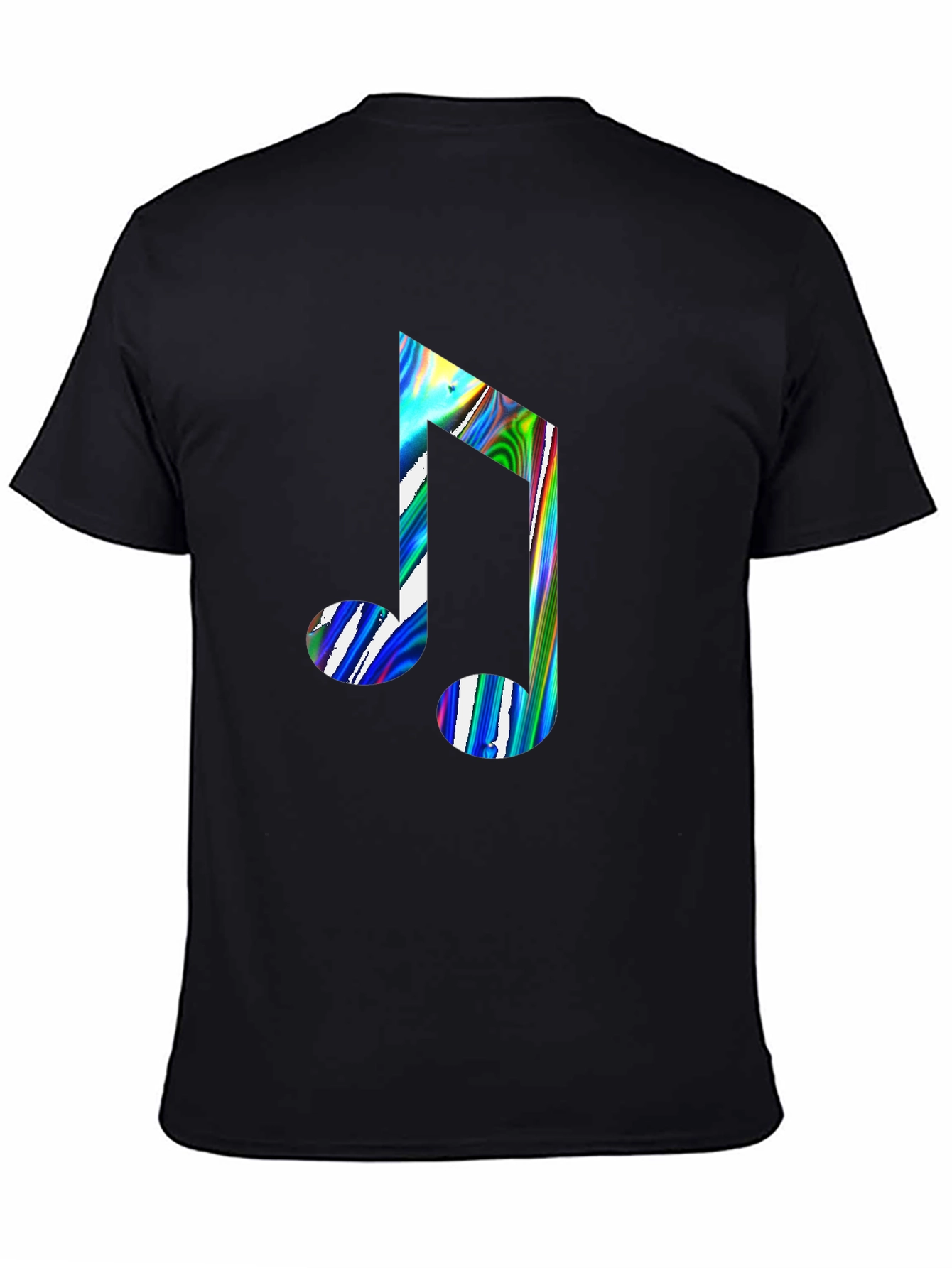 Music Note Graphic Print Black Crew Neck T-Shirt