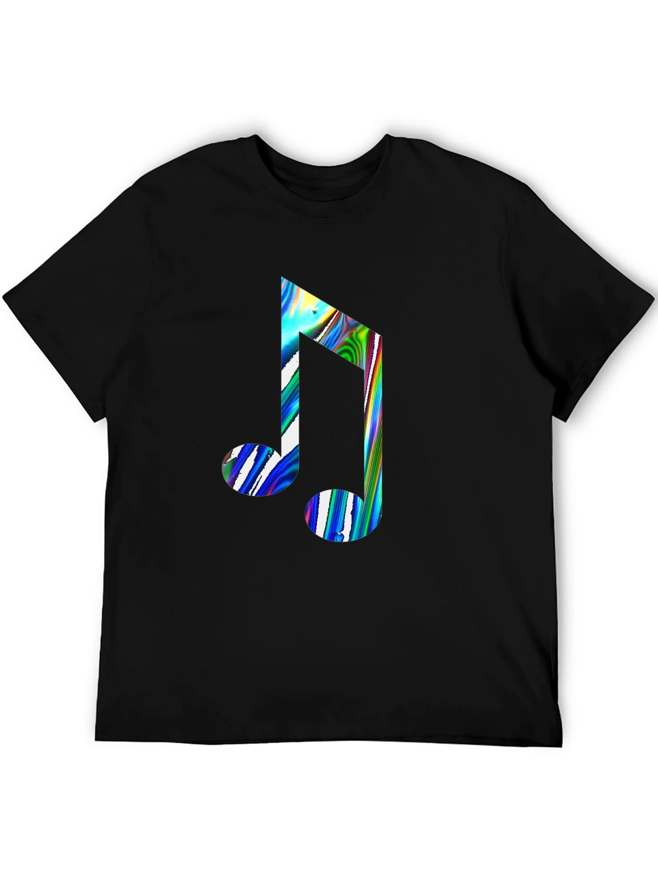 Music Note Graphic Print Black Crew Neck T-Shirt