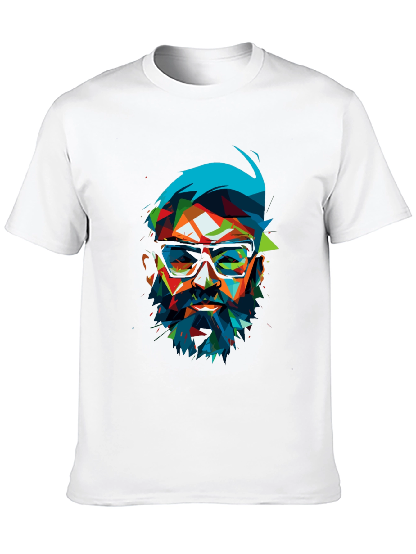 Geometric Beard T-Shirt - Abstract Pop Art Design