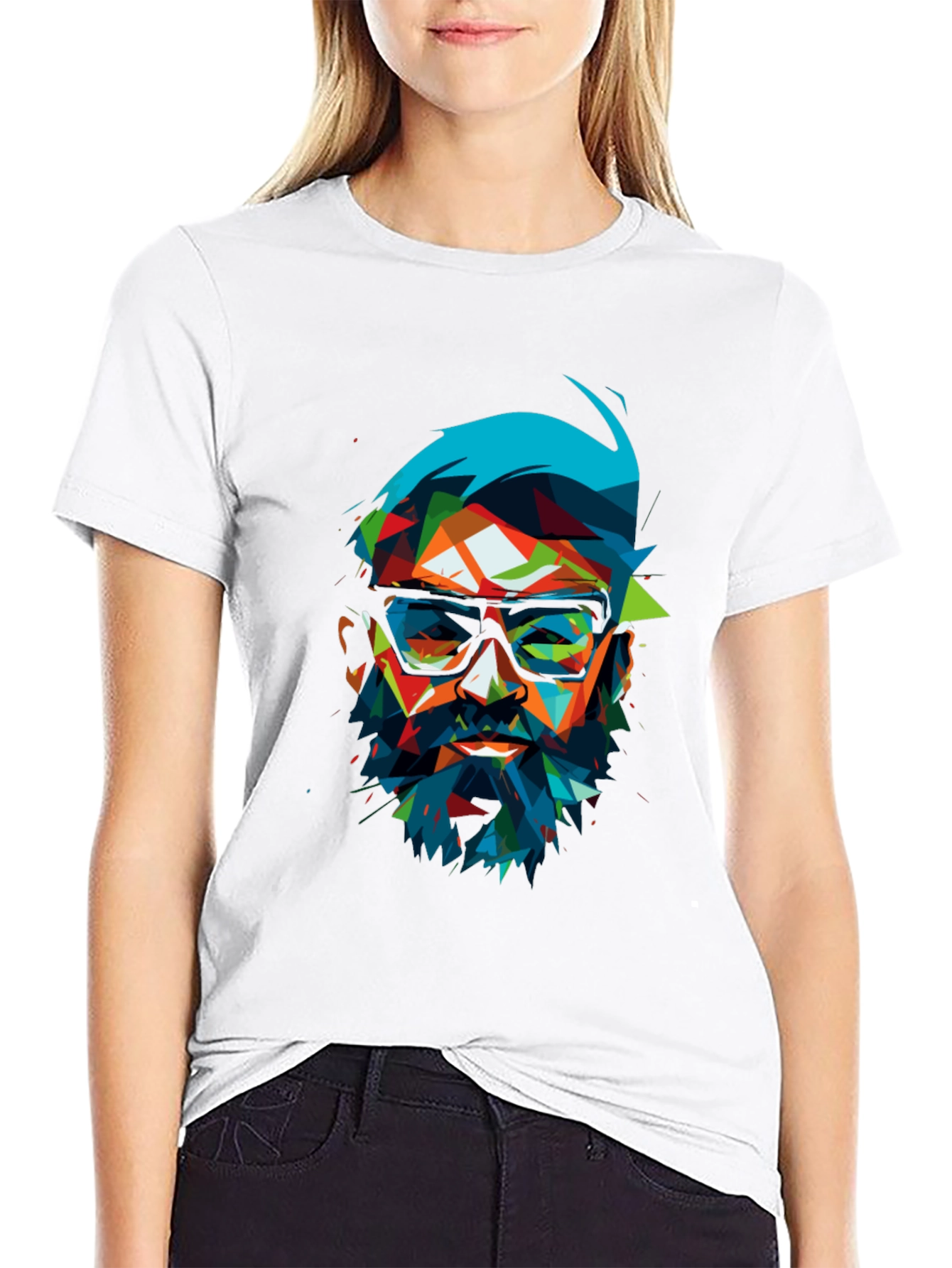 Geometric Beard T-Shirt - Abstract Pop Art Design