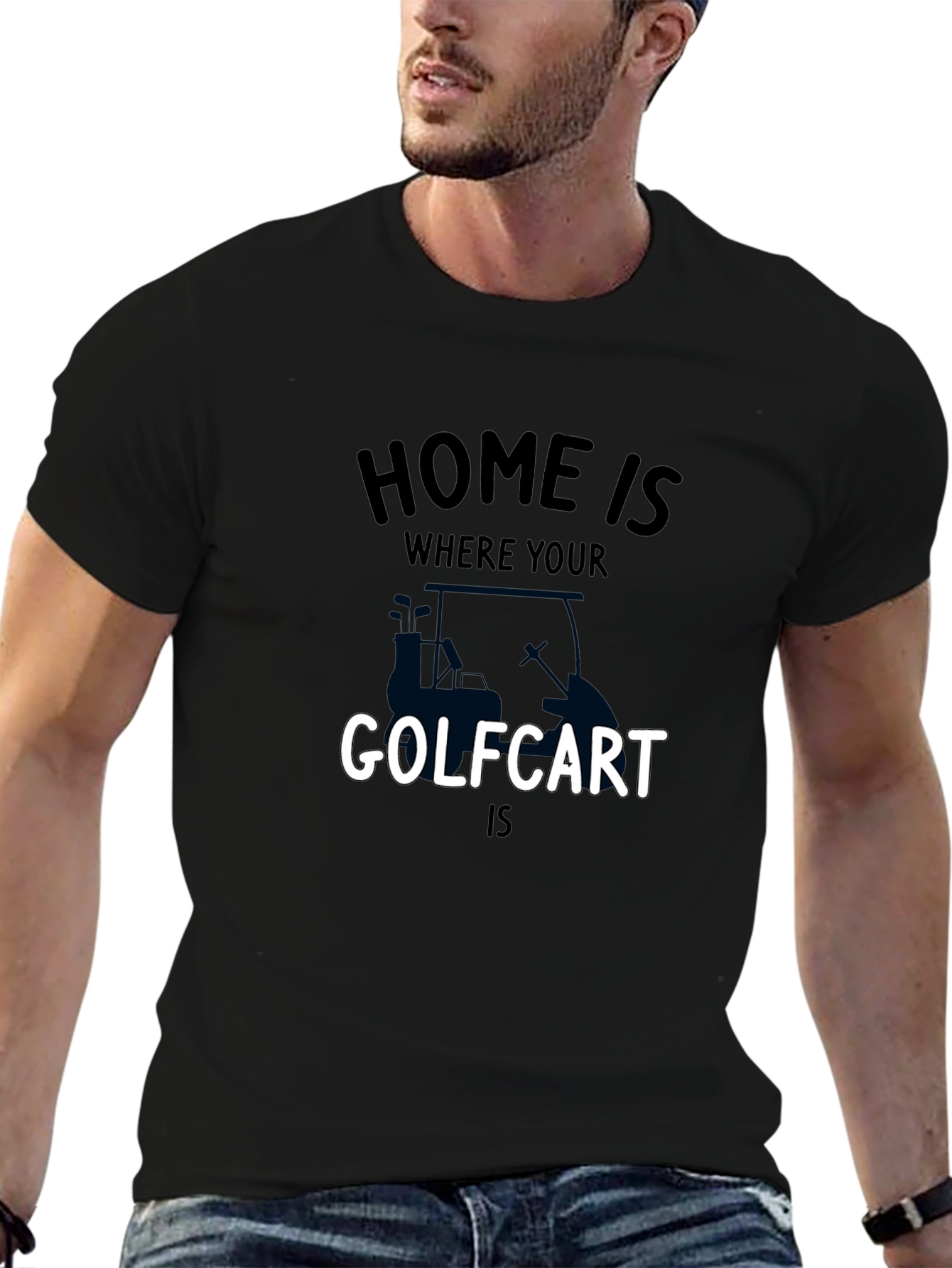 Golf Cart Home T-Shirt - Mens Black Tee