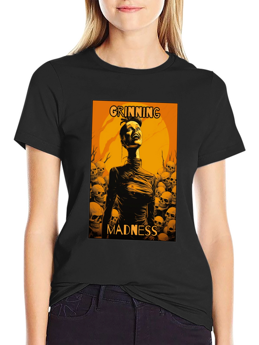 Grinning Madness Graphic Tee - Skull Halloween Style