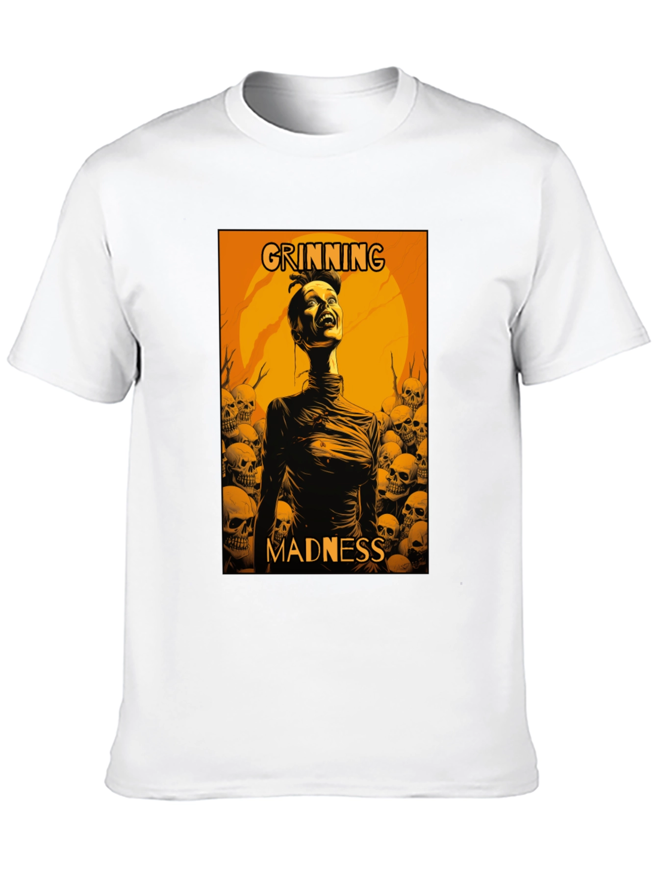 Grinning Madness Graphic Tee - Skull Halloween Style