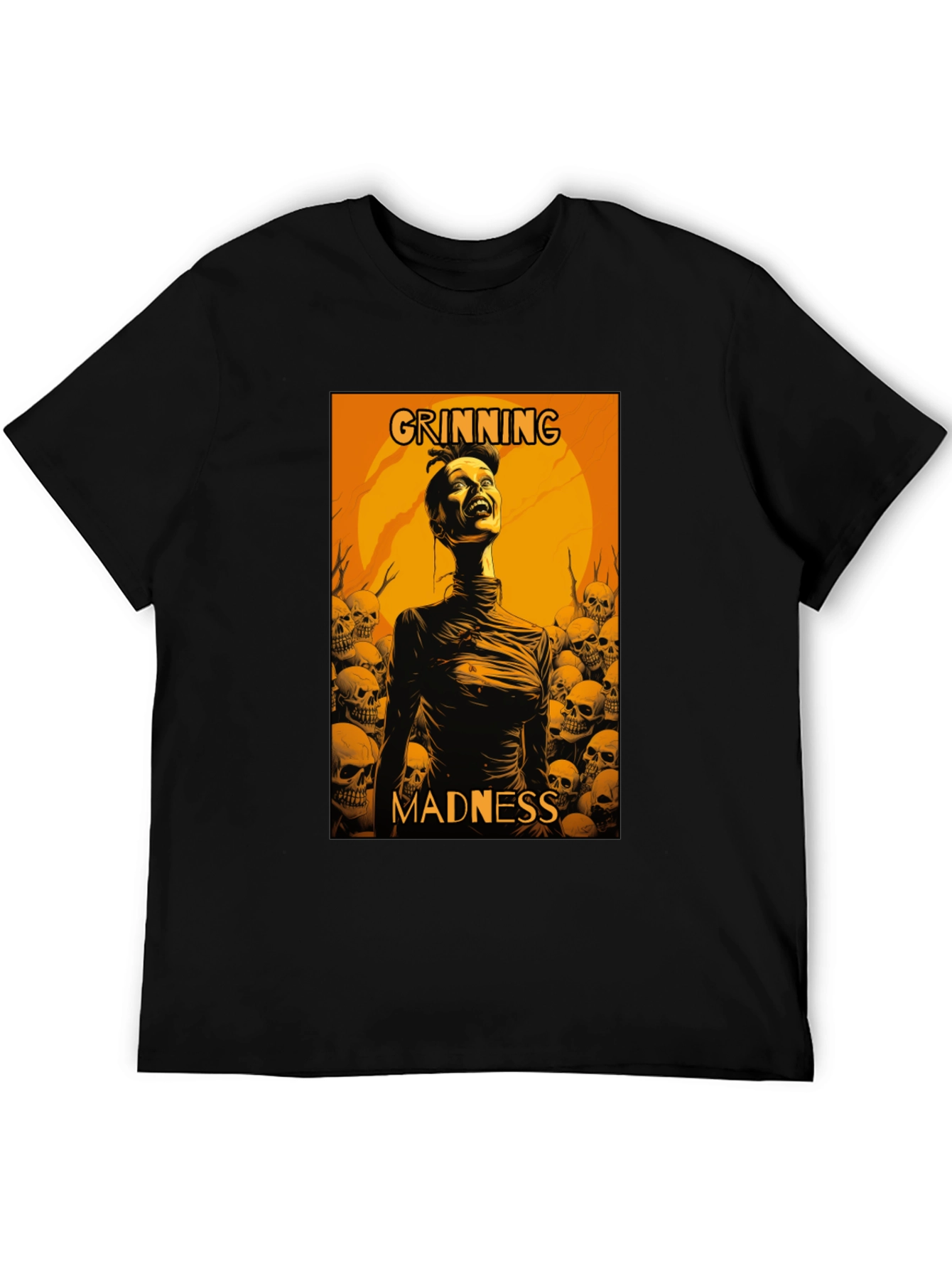 Grinning Madness Graphic Tee - Skull Halloween Style