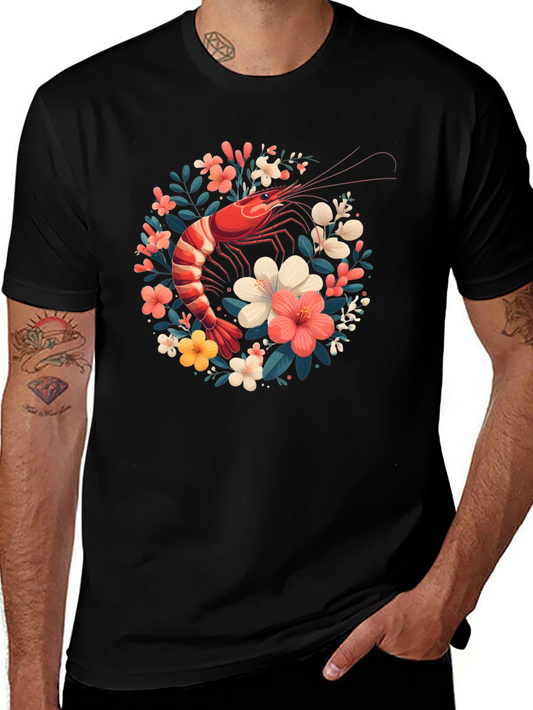 Shrimp & Floral Graphic Tee - Stylish Casual Wear